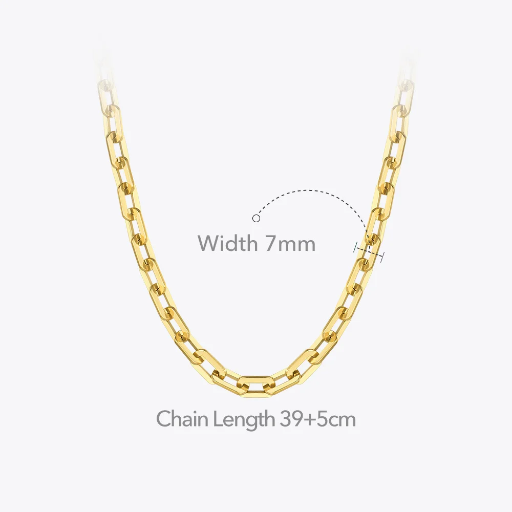 ENFASHION Punk Square Chain Necklaces For Women's 18K Gold Plated Stainless Steel Goth Necklace Fashion Jewelry Collar P203159