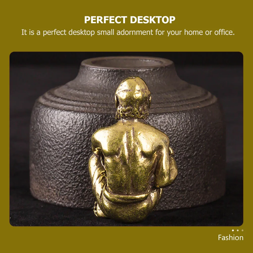 

2Pcs Brass Bodhidharma Buddha Decor Creative Style Desktop Ornament for Home Office Brass Adornment Crafts Decor