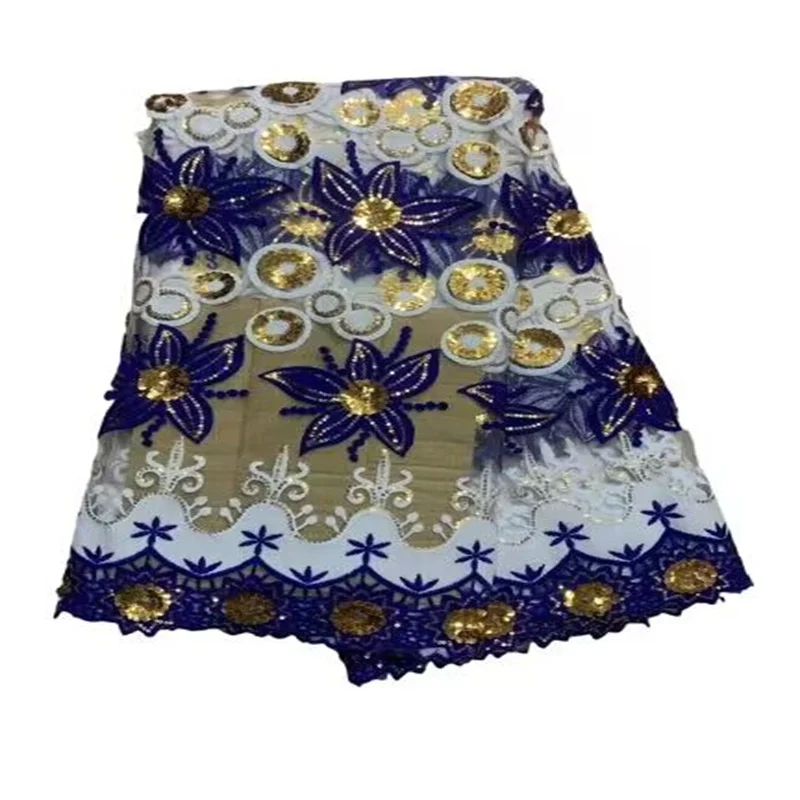

African French Sequins Net Lace Fabric, High Quality, 2017, 4.5*1.35m