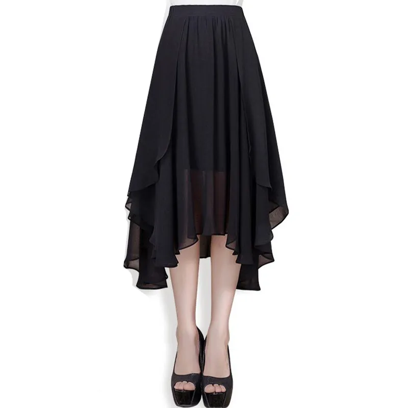 

Модная асимметричная юбка ярких цветов, праздничные юбки для девочек, сексуальные брендовые длинные шифоновые юбки белого, черного, красного цвета