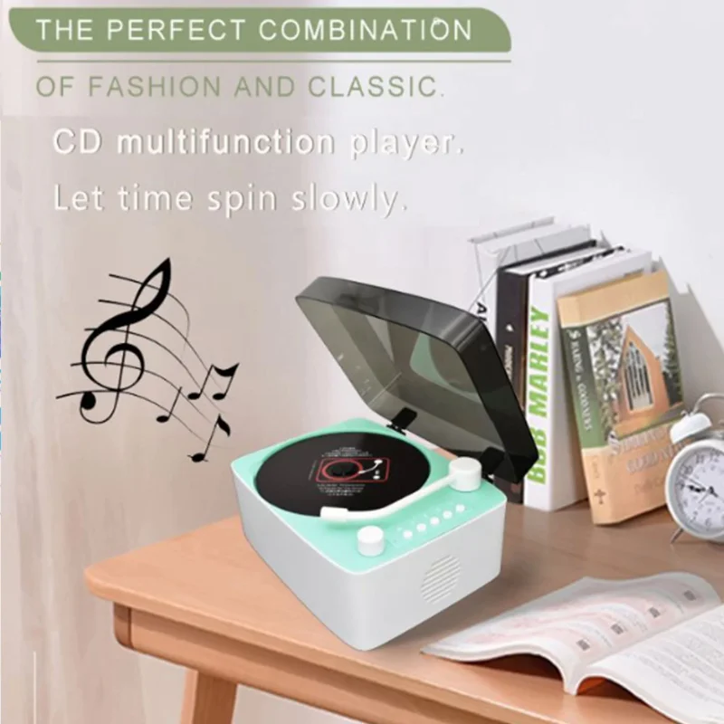 مشغل أقراص مضغوطة محمول متعدد الوظائف من Canfon مع بلوتوث، USB، قرص MP3، صوت محيطي، جهاز تحكم عن بعد، مكبر صوت ستيريو