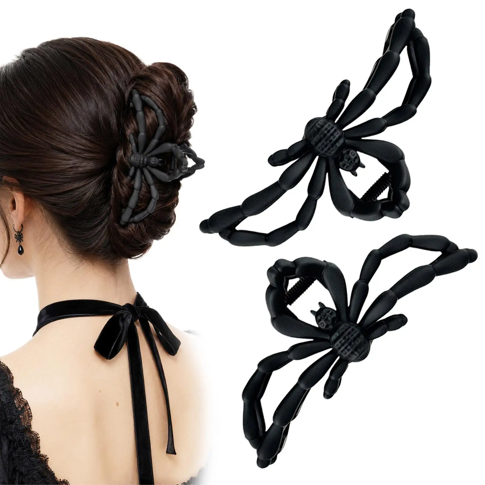 Black Spider Skeleton Hair Claws Crab Hair Clips Headwear Hairpins Ponytail Halloween party Women Hair Accessories
