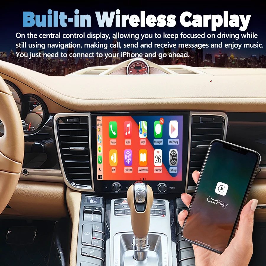 ポルシェ パナメーラ 2010-2016用 ナビライダー Bluetoothラジオ Android 15 GPS HU 8.4インチ ワイヤレスCarPlay ステレオ QLEDスクリーン ステレオ