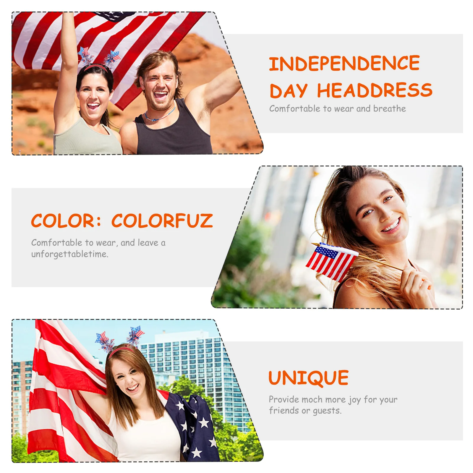 

3pcs Independence Day Headdress Creative Ball Shape Hair Band For Party Decoration American Headband