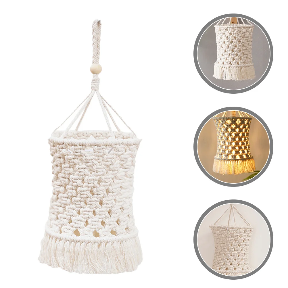 

Bohemian Macrame Lamp Shade Hanging Pendant Woven Tassel Light Cover Bedroom Living Room Decorative Durable Fringe Lampshade