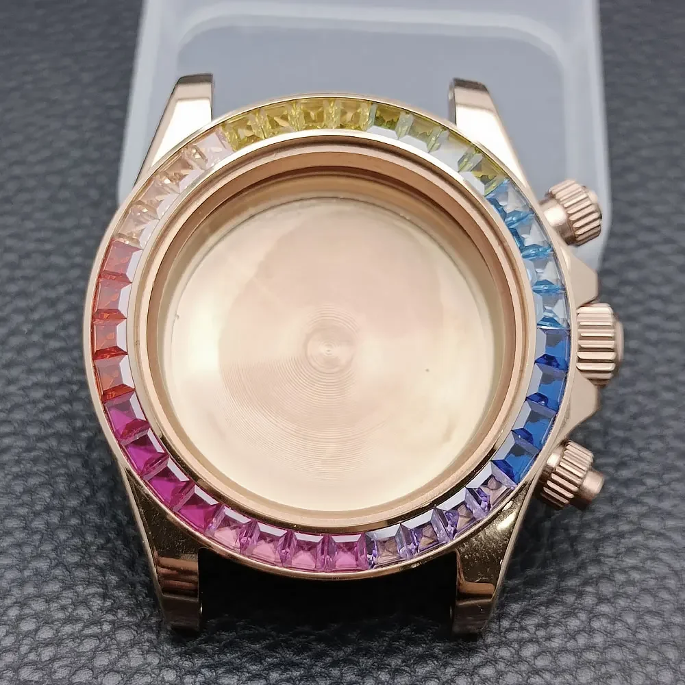 39.3mm VK63 Silvery/Gold Men's Watches Steel Case FIT VK63 Movement Case Watch Accessories Watch Parts Fits 20mm Strap Watch Box - Image 3