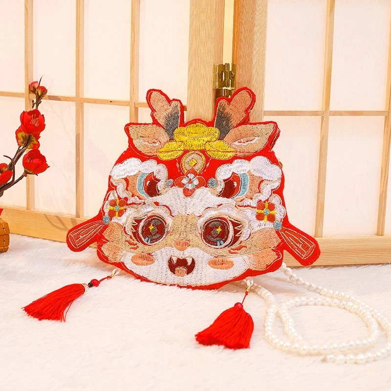 원래 핸드백 양면 자수 중국 전통 스타일 Hanfu 작은 가방 드래곤 수 놓은 여자 Crossbody 가방