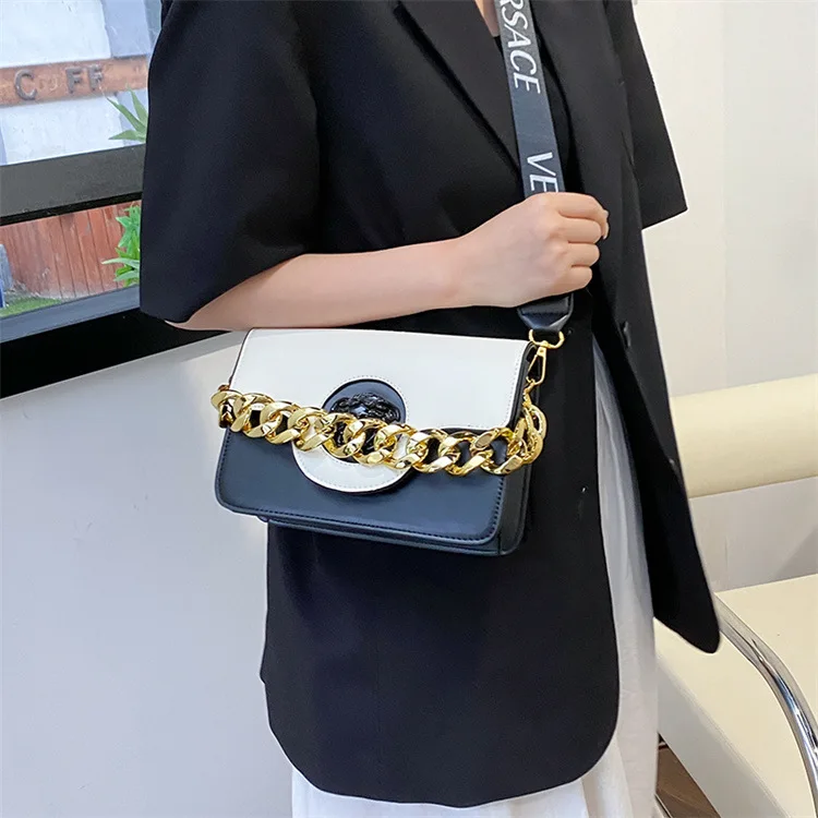 حقيبة كروس جلدية مزخرفة، حقيبة كتف على الطراز الكوري القديم، محفظة أنيقة بمقبض علوي للنساء، حقيبة مربعة مستوحاة من الطراز الكلاسيكي