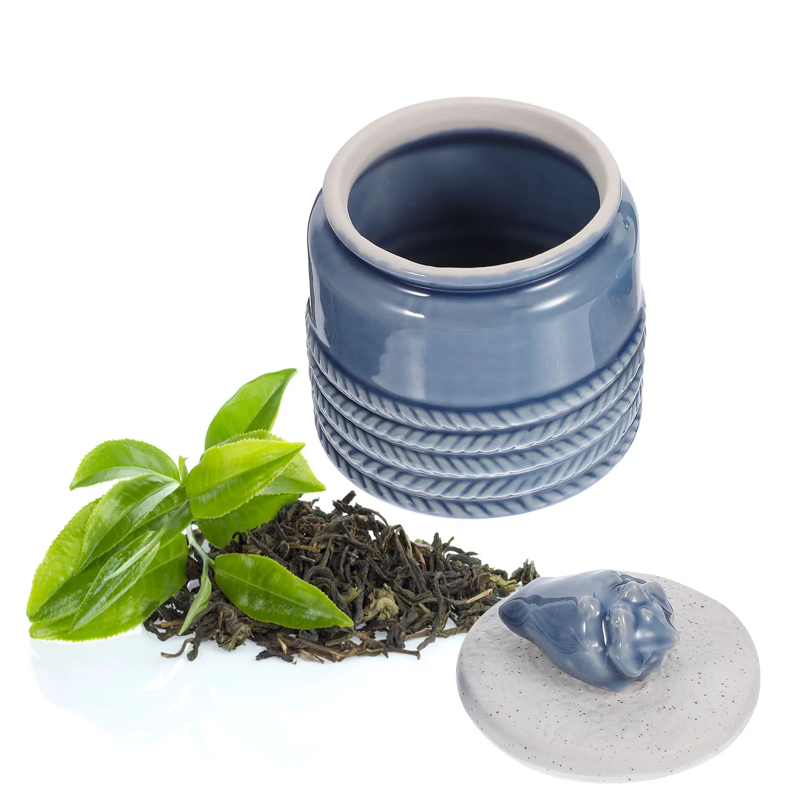 

Ceramic Storage Jar with Wooden Lid Moisture-Proof Food Case for Tea Leaves Coffee Beans Candy Tea Canister