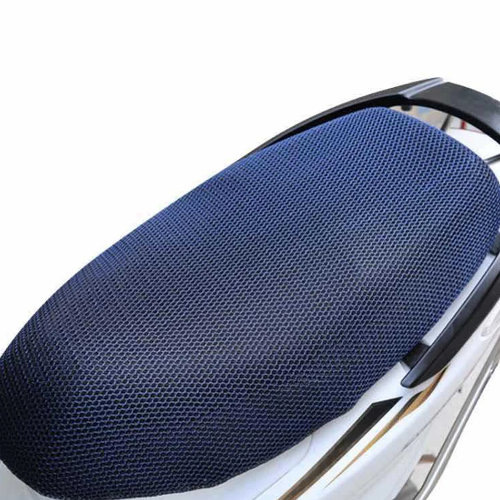 

Motorcycle Waterproof Sunscreen Seat Cover Blue L Size Elastic Heat Insulation Cushion Breathable Anti-Slip Protector