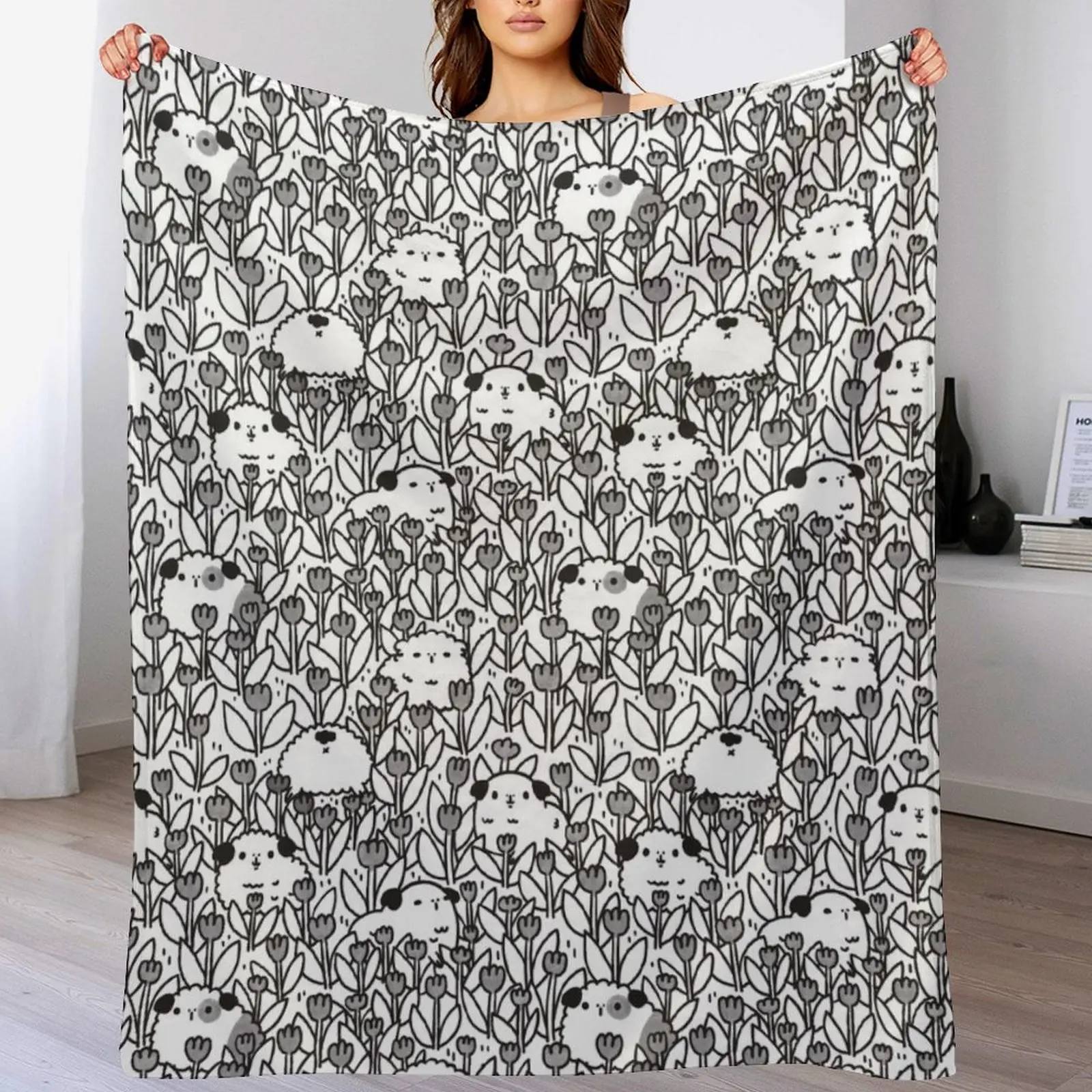 Black and White Guinea pigs Pattern Throw Blanket Soft Big Sofa Quilt Camping warm for winter Blankets