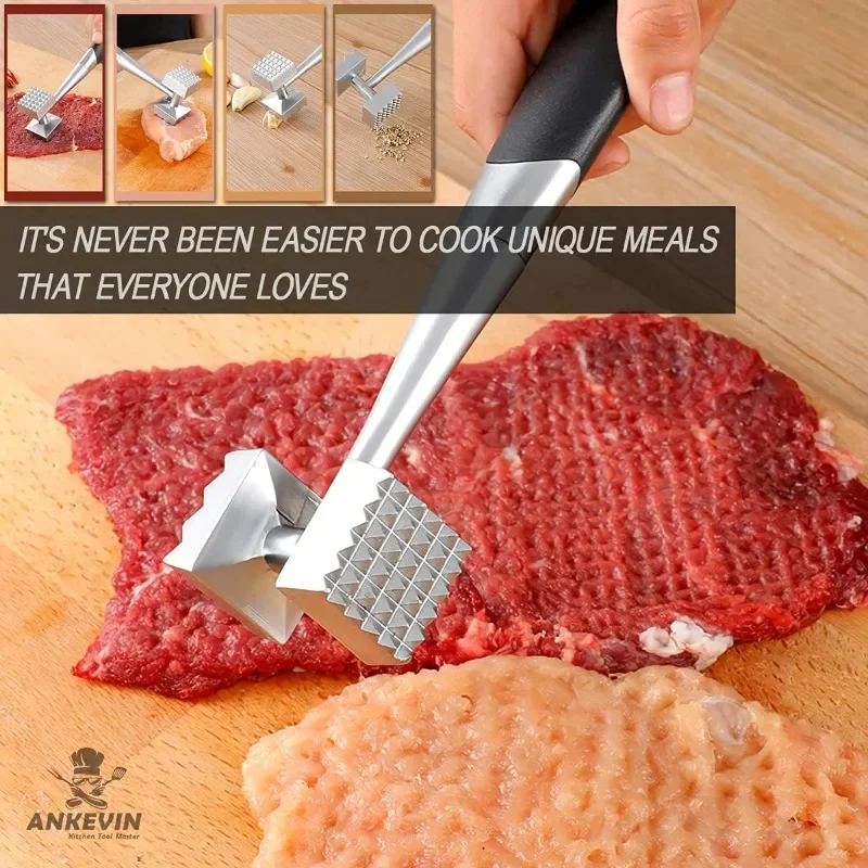 Used for Steak Chicken with Rubber Comfort Grip Handle Dual-Sided Nails Meat Mallet Meat Tenderize Meat Hammer