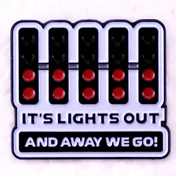 It's Lights Out and Away We Go Enamel Pin Racing Race Car Competition Brooch Jewelry
