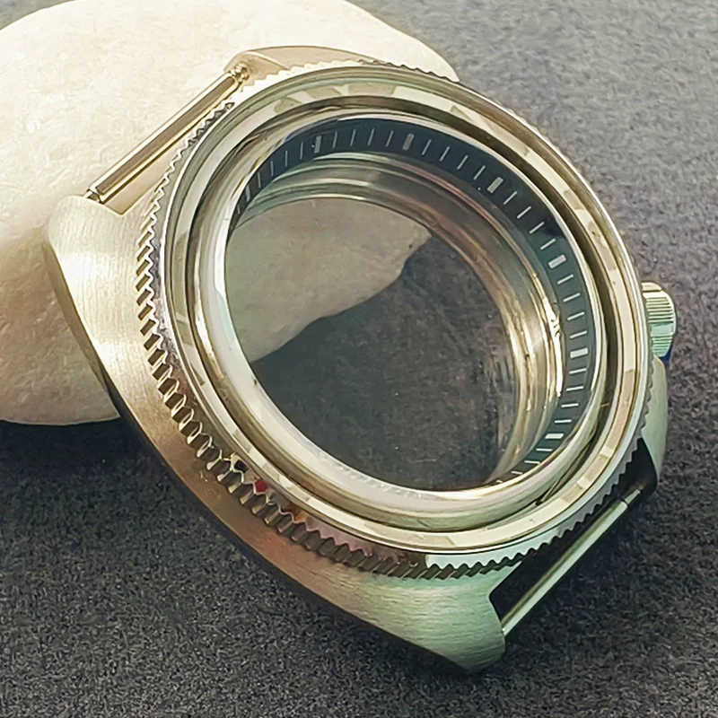 44mm 6105 Turtle Watch Case Sapphire Glass Fit Turtle 6105 6309 For 7S26 4R NH35 NH36 Movement Transparent Back Cover Watch Case