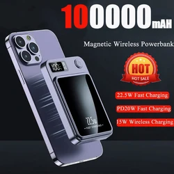 100000mah Magnetic Wireless Power Bank 22.5w Portable Type C Mini Power Bank For Iphone Samsung Huawei Fast Charging