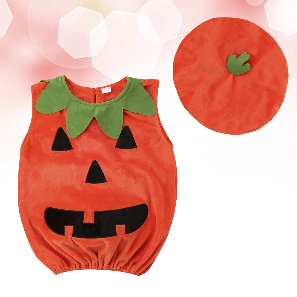 

Halloween Baby Pumpkin Costume Soft Spacious Pumpkin Outfit Dress Up Clothes Hat Photo Booth Prop Halloween Costume