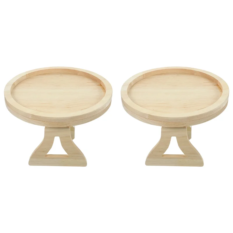 

2X Round Foldable Wooden Sofa Clip On Side Table For Wide Couches Arm,Armrest Table For Eating/Drinks/Snacks/Remote-B61B