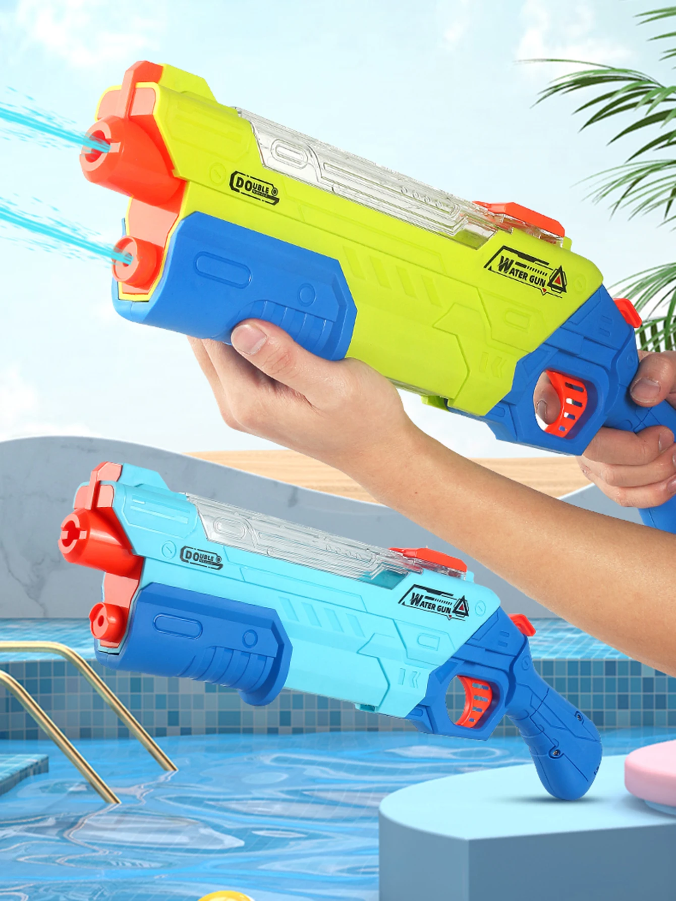 高圧ウォーターブラスターおもちゃ長距離射撃水鉄砲、夏のビーチプール水遊びおもちゃ