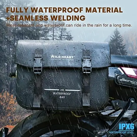 

WILD HEART Motorcycle saddlebags Waterproof Bag Retro Tail Bag 20L(10L*2) for Sportster Softtail Dyna Road King no Need for Rain