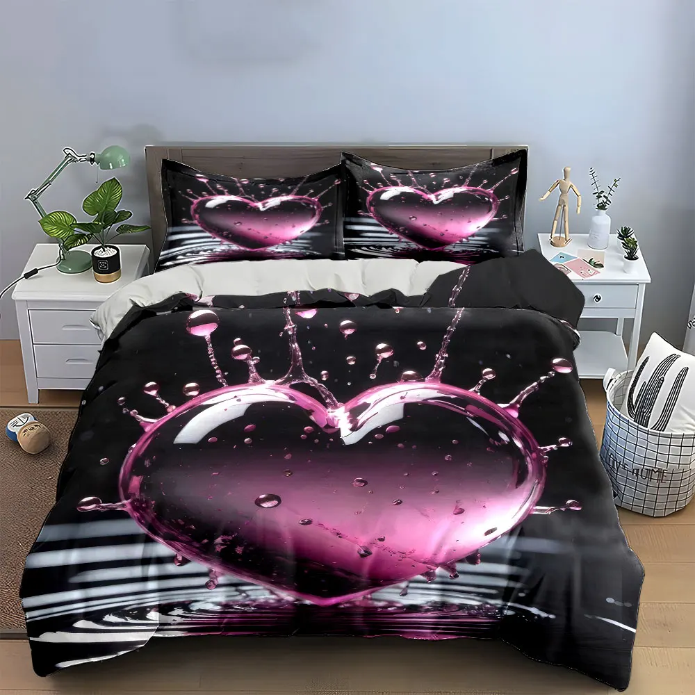 

"Romantic Heart Decor Set" Bedding Set with 1 Duvet Cover 2 Pillowcases Single Double King Queen, Gift