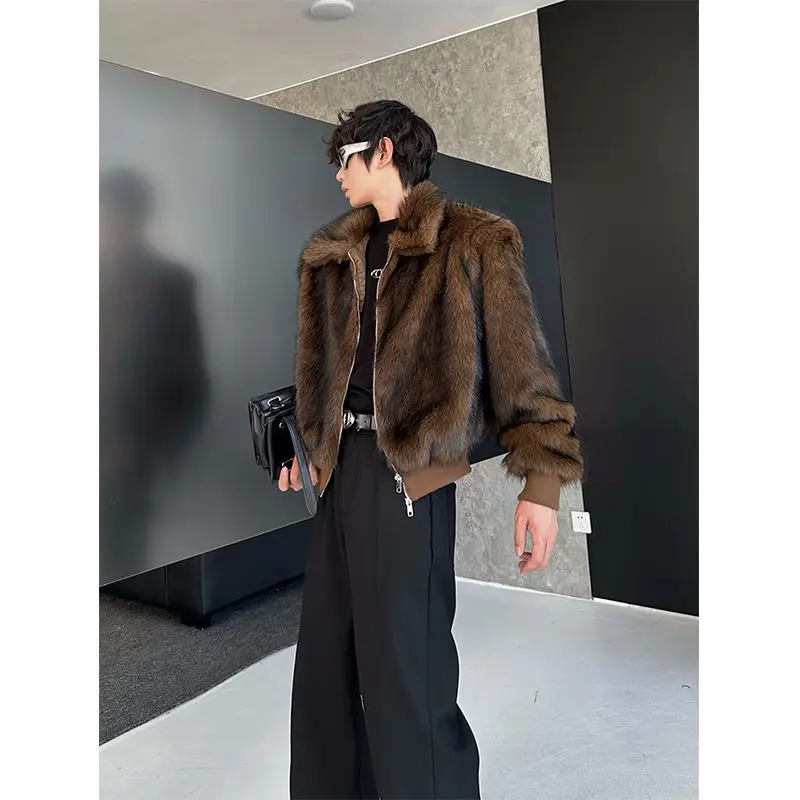 2024 Winter Herfst Winter Heren Nieuwe Vos Imitatie Bontjas Bont Mode Verdikte Warme Jas
