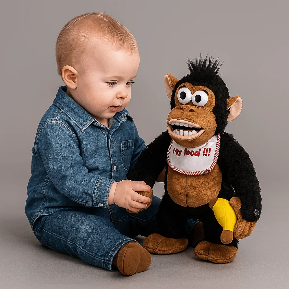 Crying Gorilla Electric Moving Monkey Fluffy Eating Banana Magnetic Monkey Toys Soft Collection Guarding Food Car Home Gift
