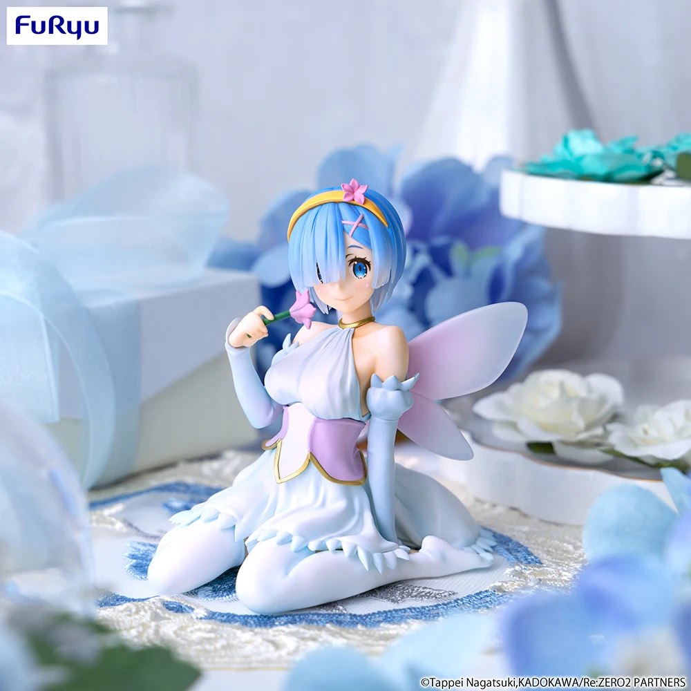 10cm Genuine FuRyu Re kara Hajimeru Isekai Seikatsu Rem Flower fairy Noodle Stopper Anime Action Figure Model Toys Gift