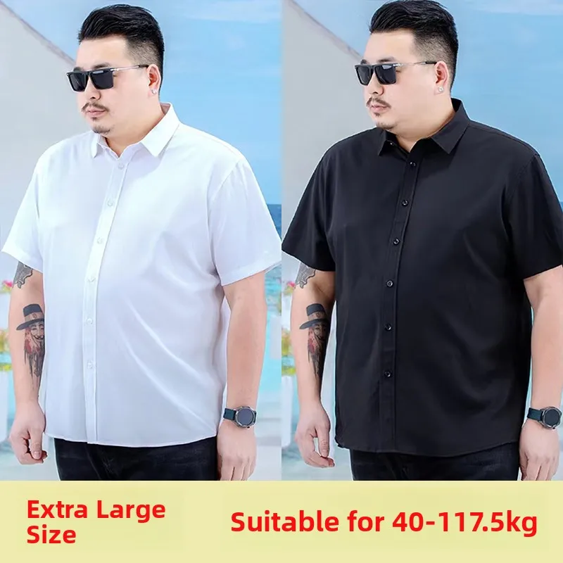 

plus Size Men's Short Sleeve Shirt Thin Style Business Formal Loose Fit Workwear Pure Color Youthful Summer Fashion