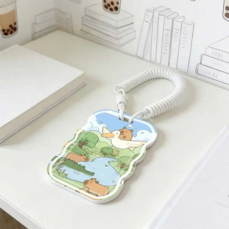 Card Protective Case for Photo Protector Student Bus/Meal Card Protection Case Kpop Photocard Holder Stretchable Spring Cord