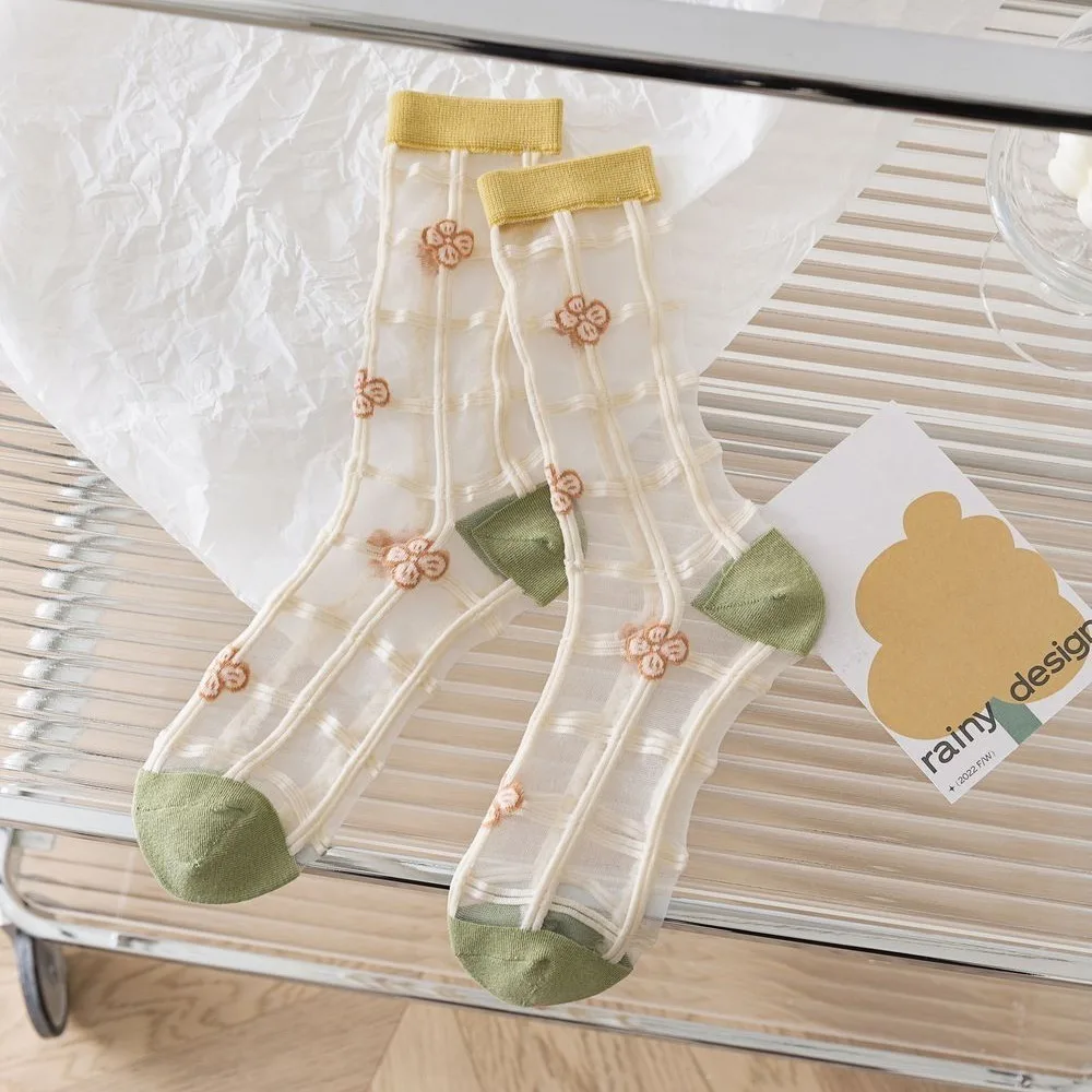 

New Ultra-thin Crystal Silk Socks See Through Transparent Long Socks Breathable Women Sock Summer