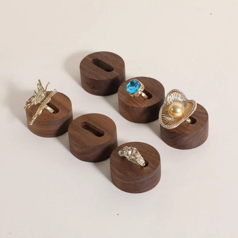 

Твердый ореховый стенд для колец, подставка для ювелирных изделий, лоток для витрины для рынка, магазина, органайзер для хранения