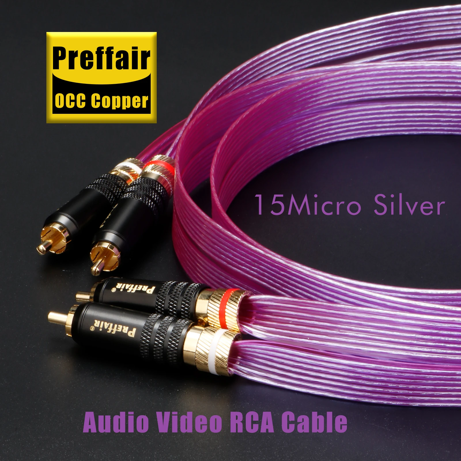 하이파이 RCA 케이블 14코어 RCA 오디오 케이블 하이엔드 6N OCC 구리 은도금 플랫 벨트 및 골드 도금 RCA 플러그 (앰프용)