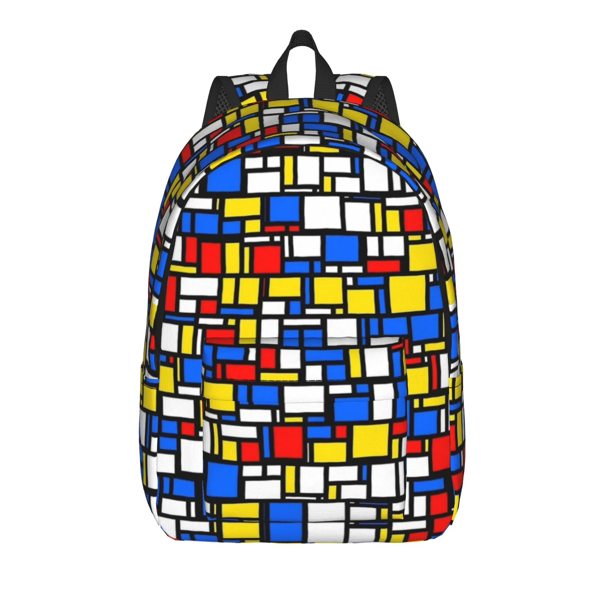 Mondrian Style Backpack Boy Girl  Big Backpacks Polyester Funny High School Bags Outdoor Style Design Rucksack