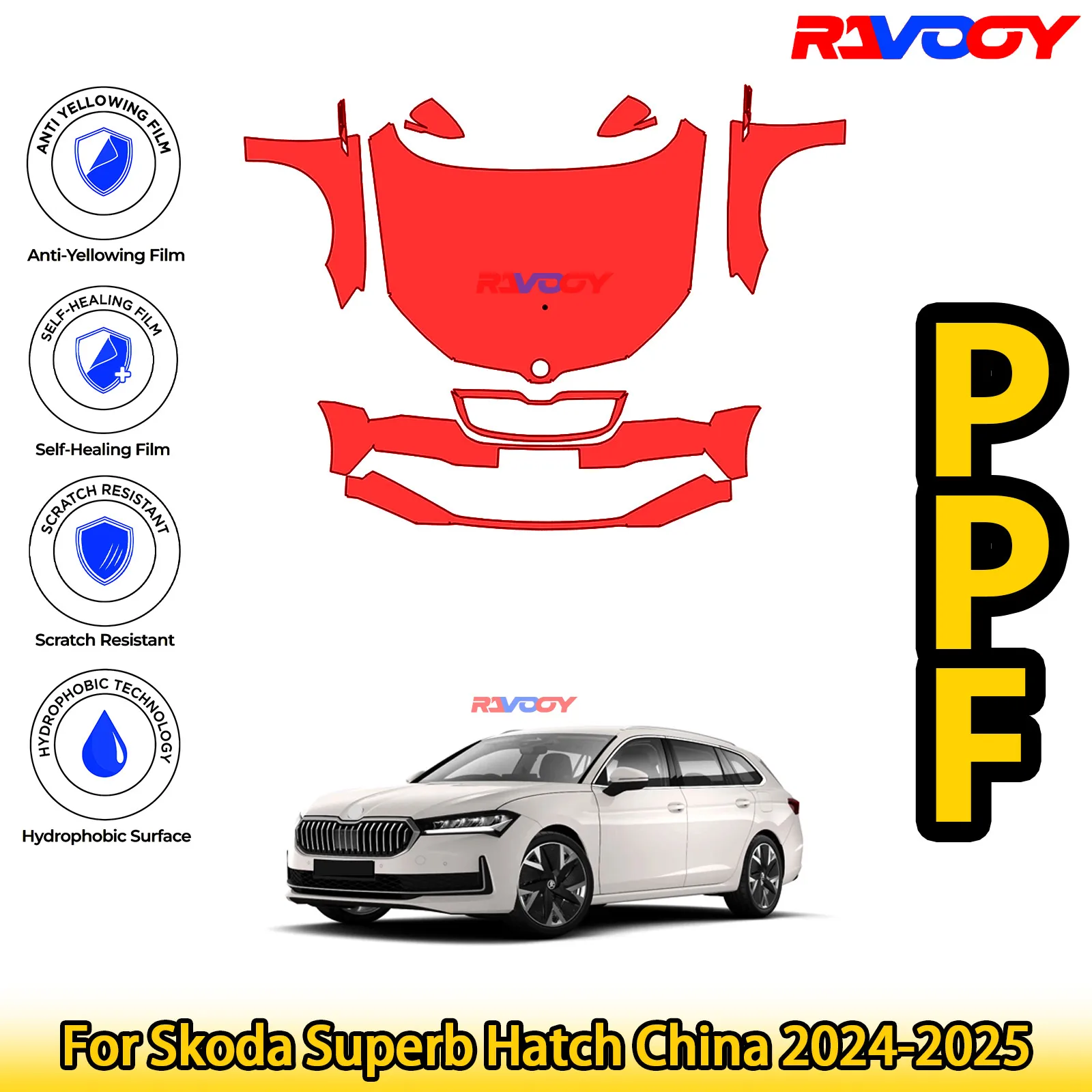 

For Skoda Superb Hatch China 2024-2025 Glossy Matte Black Precut front PPF Kit Paint Protection Film