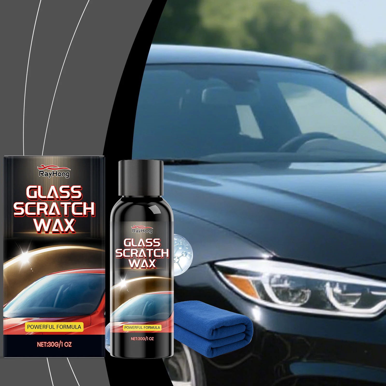 معجون إصلاح الخدوش الزجاجي مع منشفة نافذة السيارة وحمام دش الزجاج تلميع مزيل الخدوش زجاج السيارة للزجاج الأمامي