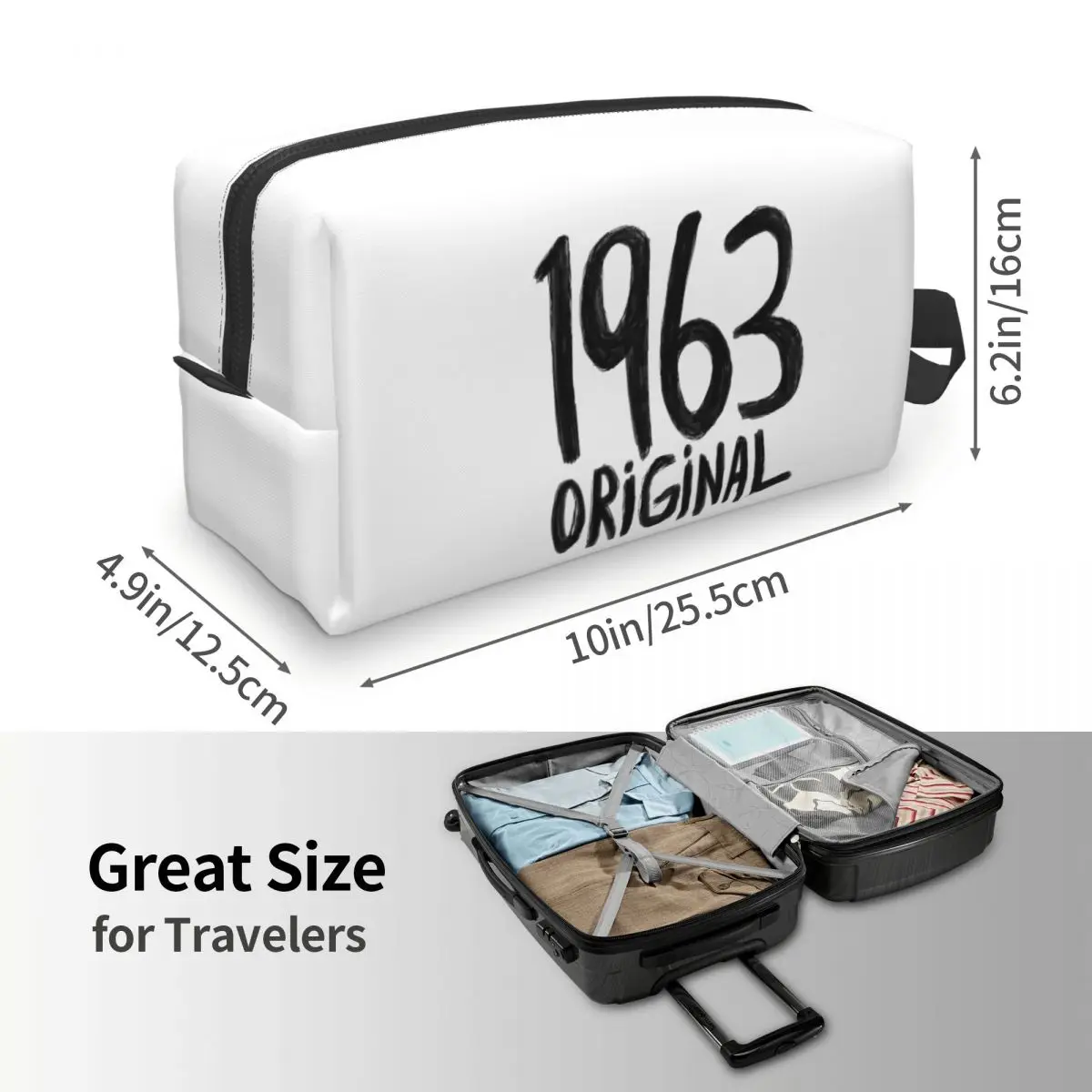 

1963 Original Born In 1963 Birth Year 1963 Makeup Bag Cosmetic Organizer Storage Dopp Kit Toiletry Cosmetic Bag for Women Beauty