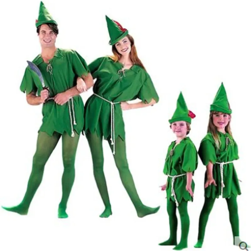 Disfraz de Peter Pan para fiesta de Halloween, disfraz de película de dibujos animados para niños y mujeres, disfraz Sexy de Peter Pan