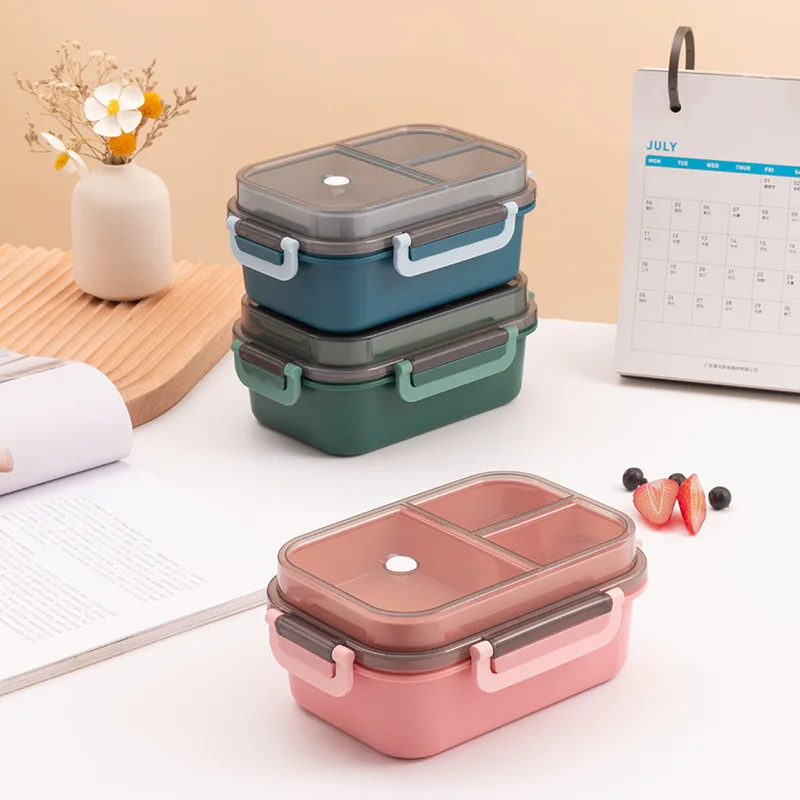 Portable Sealed Double Layered Lunch Box Microwave Available Heating Student Office Staff Fruit Food Containers with Forks Spoon