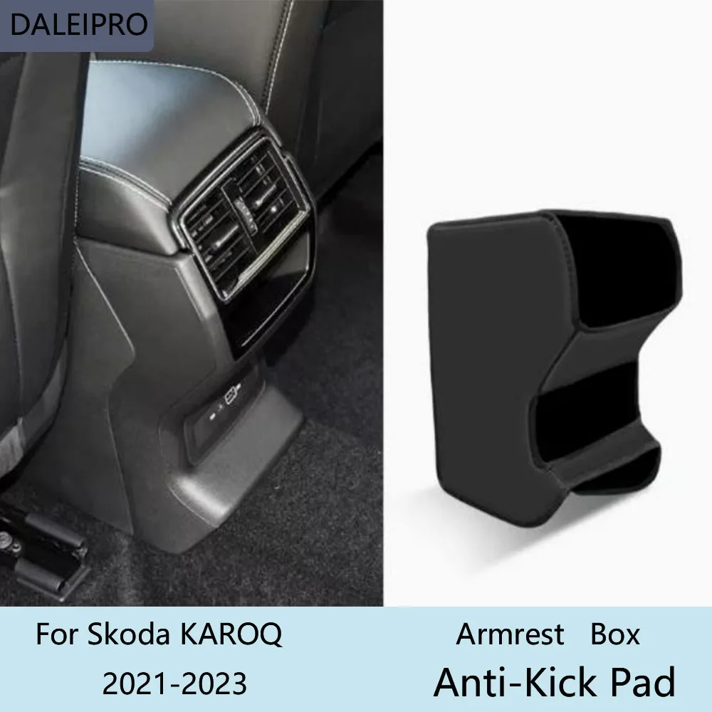 

Car Rear Armrest Box Anti-Kick Pad For Skoda KAROQ 2021 2022 2023 Microfiber Leather Protective Cover Accessories