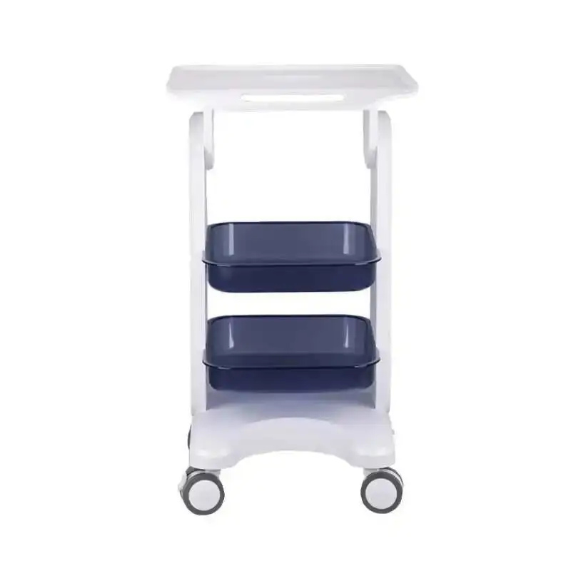 Carrello per salone da tavolo Carrello per attrezzature per bellezza Carrello per carrello rotante bianco Carrello medico con maniglia Mobili per salone di bellezza per barbiere