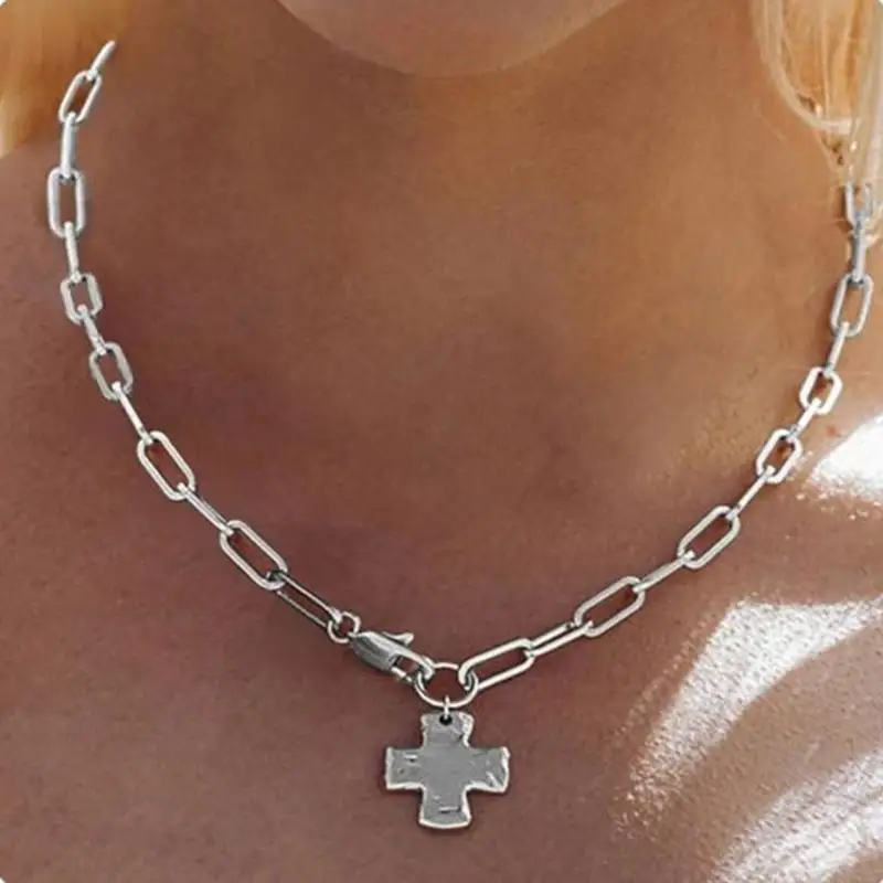 صليب سميك سحر قلادة الصلب المقاوم للصدأ طبقات عتيقة عظم عظم العظم هدية المجوهرات مجموعة 964A #1