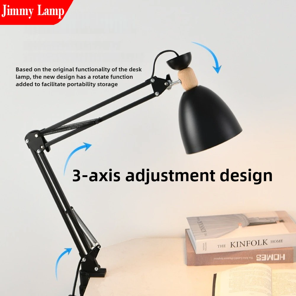 

Modern Metal E27 LED Long Arm Iron Desk Lamp Study Desk Dormitorystudent Children's Desktop Office Reading Desk Lamp