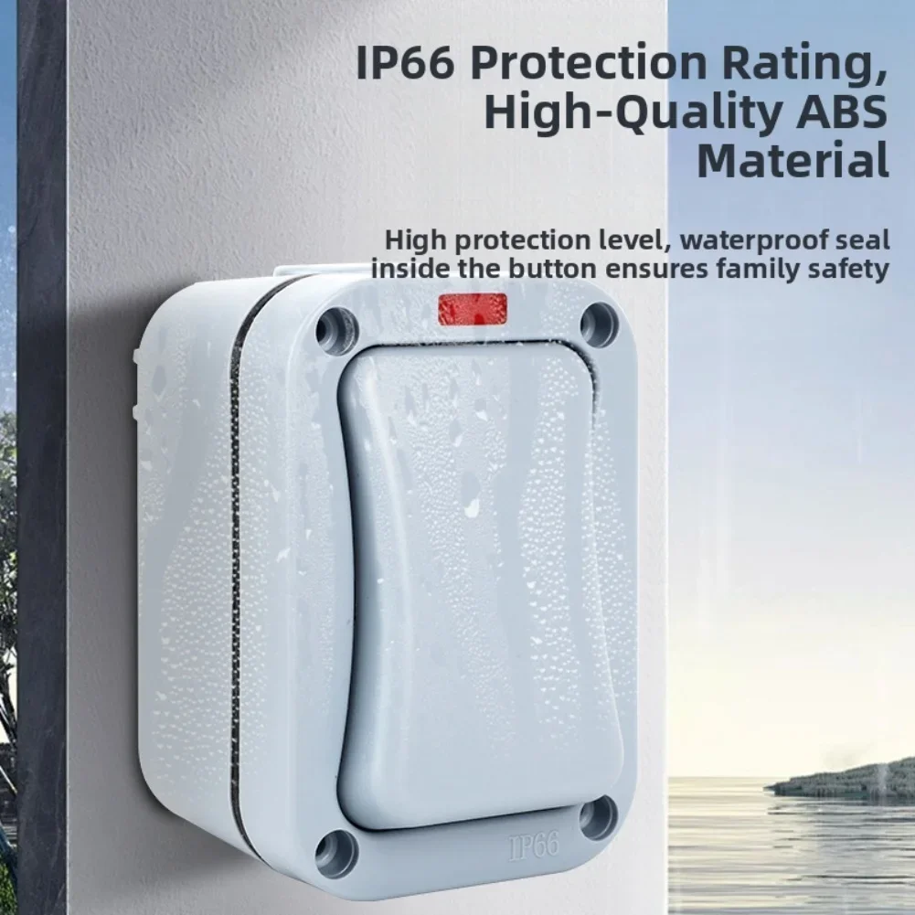 

Outdoor Light Switch 1 Gang Wall Switch With LED Indicator IP66 Waterproof For Balcony And Garden Installations