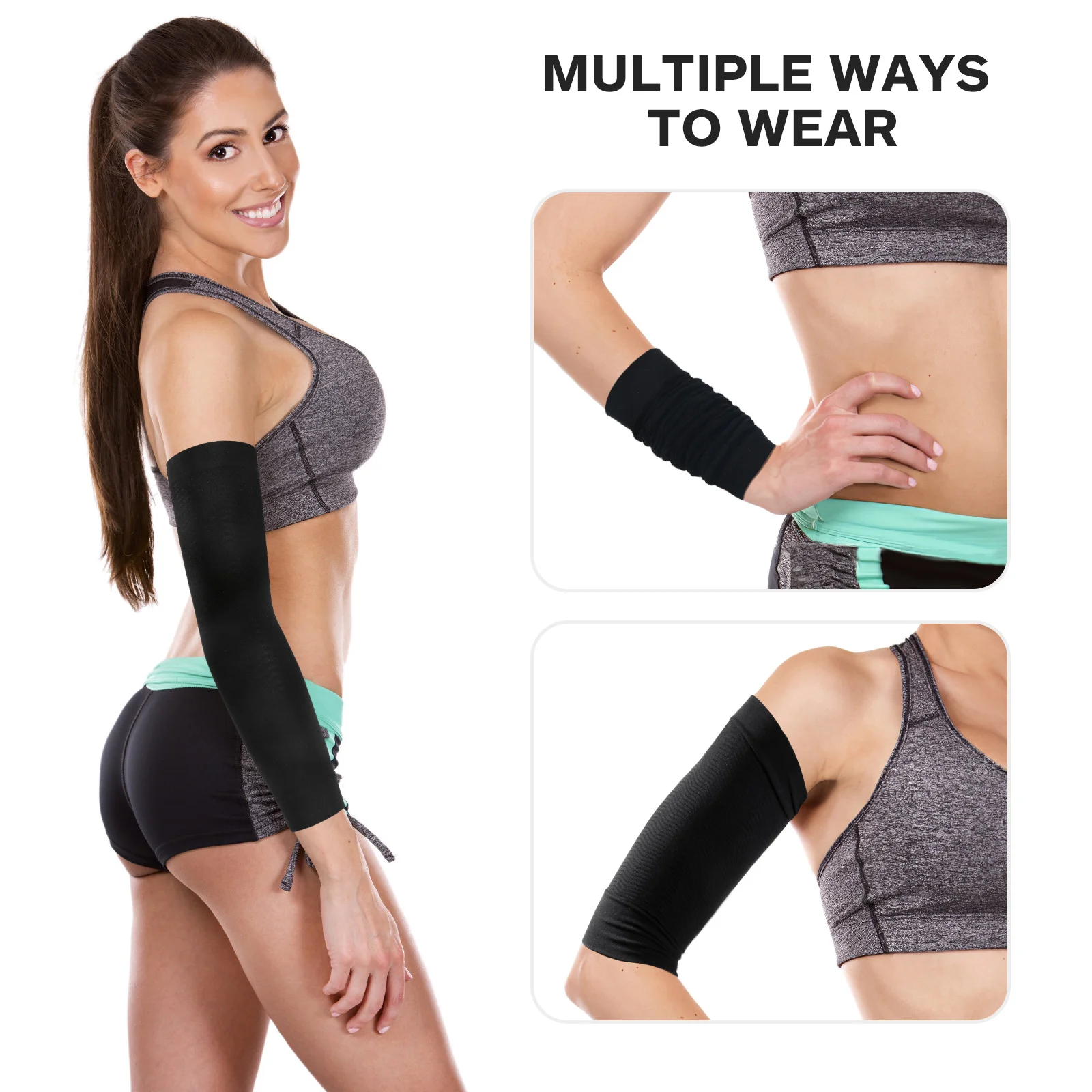 1 Pasang Pembentuk Lengan Pelangsing Pembakar Lemak Ringan Tanpa Jahitan Elastis untuk Wanita Olahraga Gym Berjalan