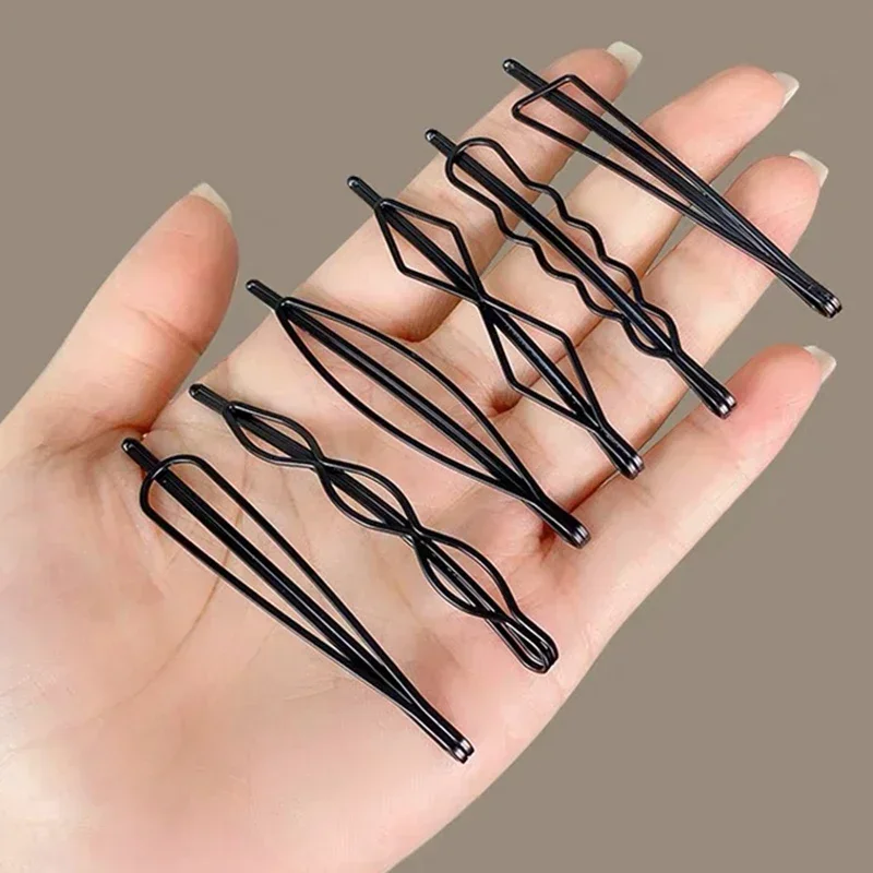 3/24pcs Black Simple Bobby Hairpins Women Girls Invisible Metal Wavy Triangle Hair Clips Barrettes Hairgrips Headdress Pins