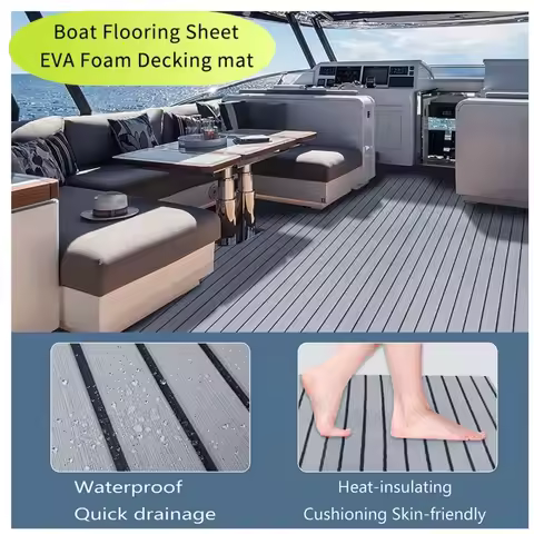 Light gray black stripesEVAYacht Anti-Slip,Boat Floor,Motorboat RV Deck Mat6mm Customizable
