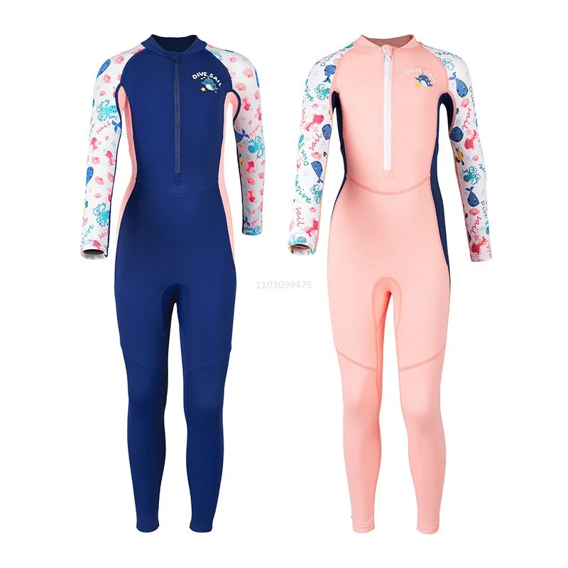 

Детский гидрокостюм, костюмы для серфинга, передняя молния, купальный костюм для серфинга для девочек, быстросохнущий UPF50 + солнцезащитный купальник для фридайвинга, костюм для серфинга