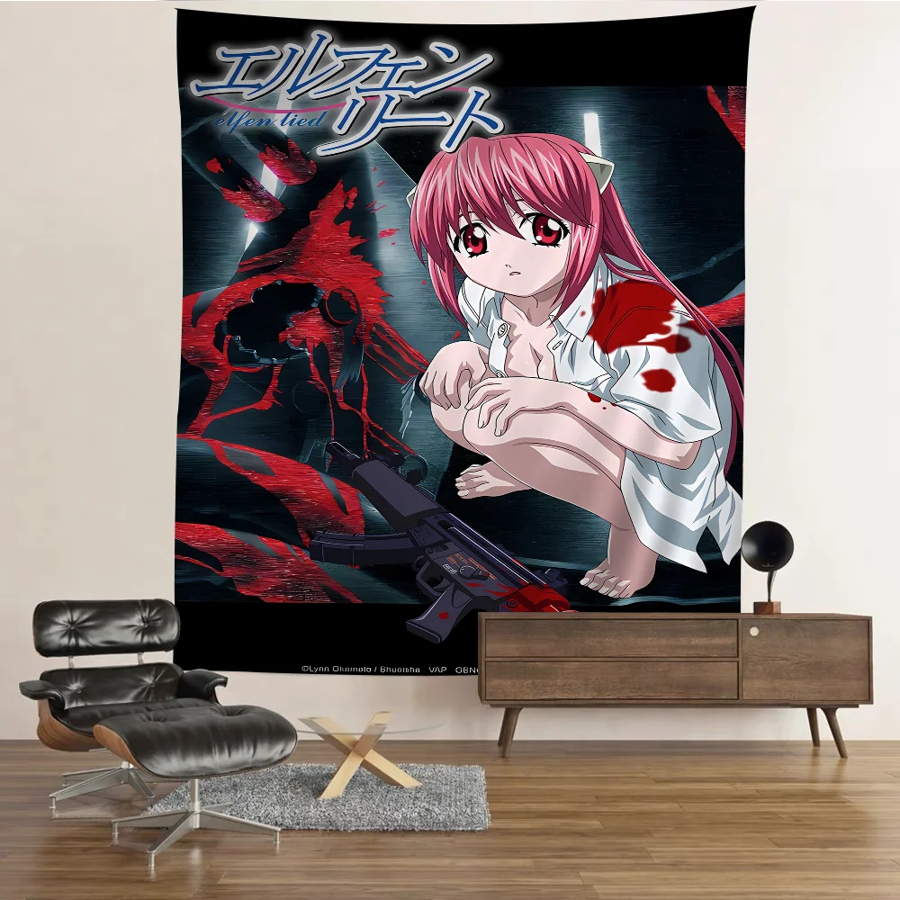 Elfen Lied Anime estilo bohemio tapiz estampado Hippie tela de pared dormitorio decoración del hogar