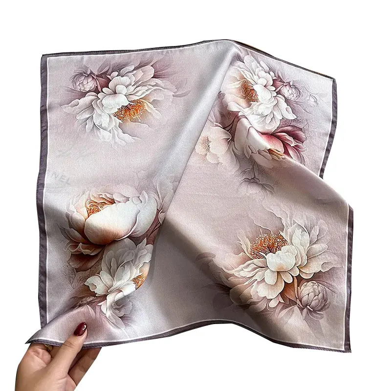100% Natural Real Silk Scarf Women Print Neck Hairband Shawl Bandana Square Scarves Wrap Kerchief elegant High Quality Hijab