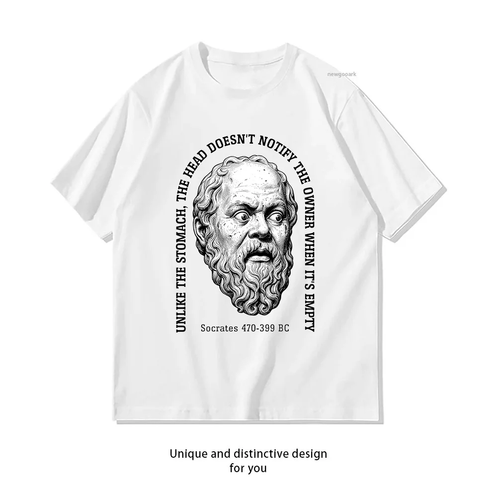 T-shirt en coton imprimé avec citation de Socrate, citation amusante de la philosophie, pour homme et femme, décontracté, respirant, pour l'extérieur, à manches courtes